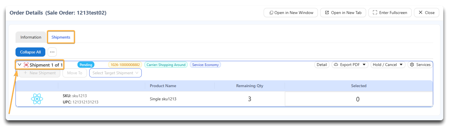 How do I split shipments with multiple items?