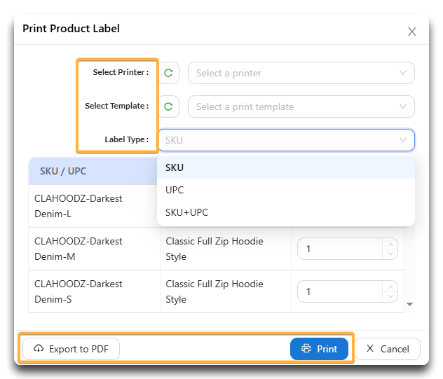 How do I print product labels?