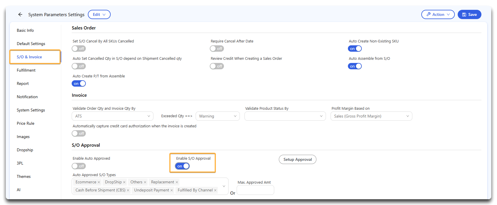 How do I apply approval settings for Sales Orders?